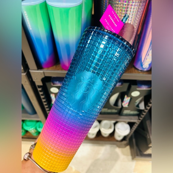 Starbucks Tim Singleton Pride Cup Rainbow Grid Cold Tumbler 24oz Venti New 2023 - Picture 10 of 12